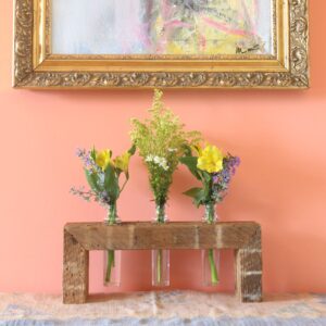 Reclaimed Wood Vase: 3 Bottle — 3 Vase: 16" Long