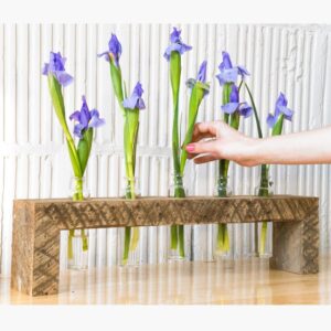 Rustic wood Centerpiece: 5 Bud Vase — 1 Vase: 8" Long