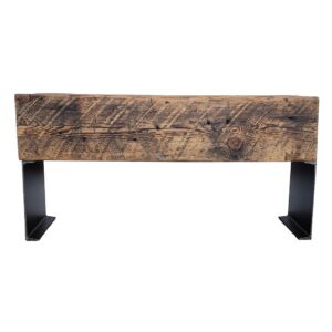 Reclaimed Beam Bench with Steel Channel Legs — 24" Long