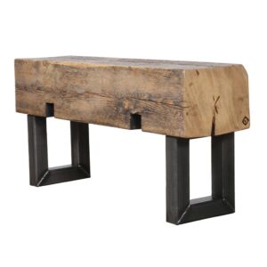 Reclaimed Beam Bench with Square Steel Legs — 24" Long