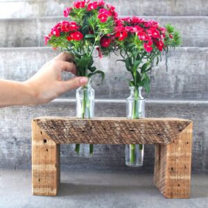 Reclaimed Pine Flower Stand: 2 Vase — 2 Vase: 12" Long