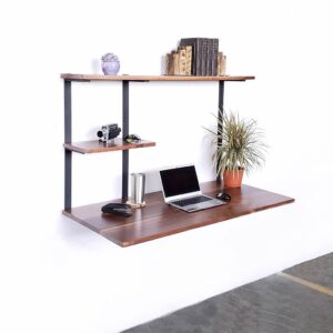 Floating Desk + 2 Shelves — Desk 36" : Shelf 12" / 1" Ash / Black