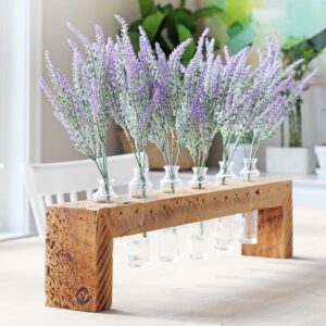 Reclaimed Pine Centerpiece: 6 Bud Vase — 6 Vase: 28" Long