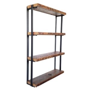 Wall Mounted Shelving: 4 Shelf Unit with Bookends — 12"L Shelves: 2 Brackets