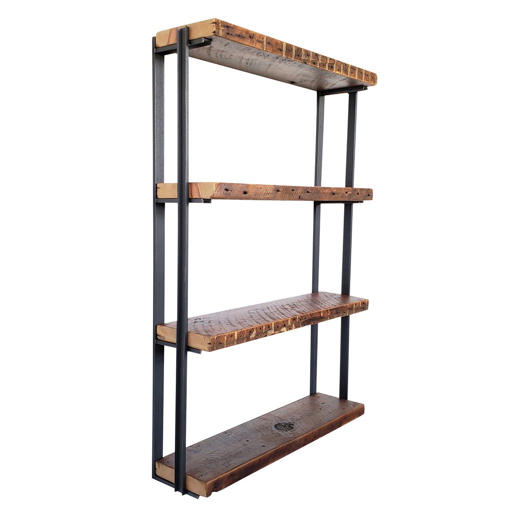 Wall Mounted Shelving: 4 Shelf Unit with Bookends — 12"L Shelves: 2 Brackets