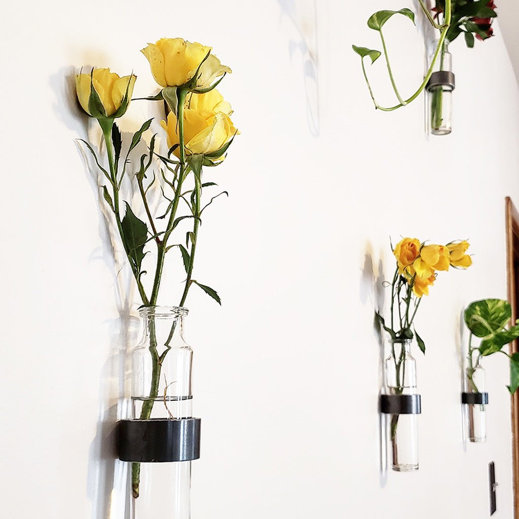 Minimal Wall Vase: Steel Ring — Steel - Gray / Single Vase